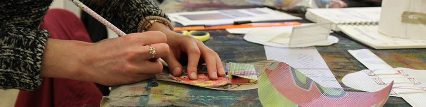 fashion student working in studio